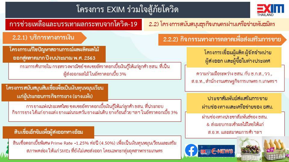 สศก. จับมือ EXIM BANK รุกแคมเปญ ‘โครงการ EXIM ร่วมใจสู้ภัยโควิด’ ช่วยเหลือผู้ประกอบการธุรกิจเกษตร ตอบแทนคืนสู่สังคม