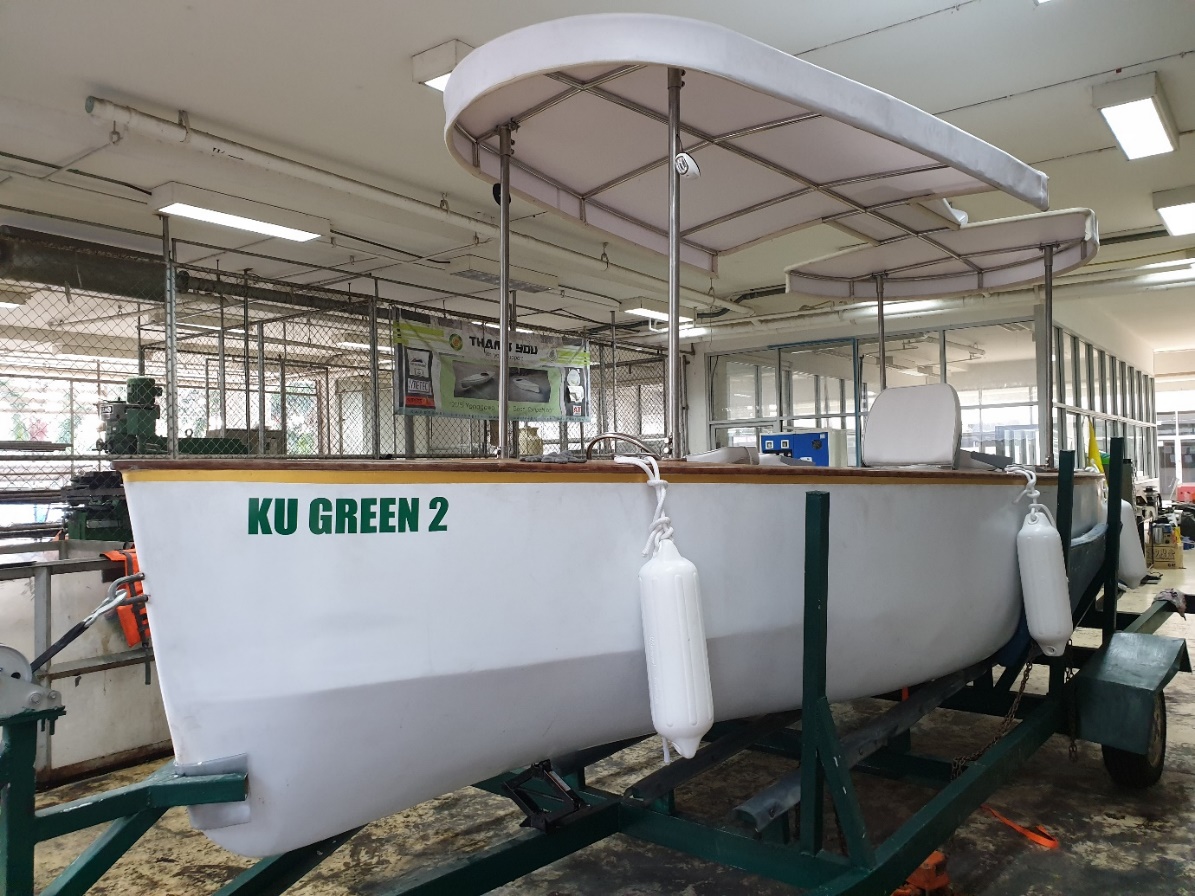 สุดยอด! นักวิจัย ม. เกษตร ศรีราชา ผลิต ‘เรือไฟฟ้า KU GREEN 2’ รูปแบบทันสมัย ให้บริการนักท่องเที่ยวตลาดน้ำคลองลัดมะยม