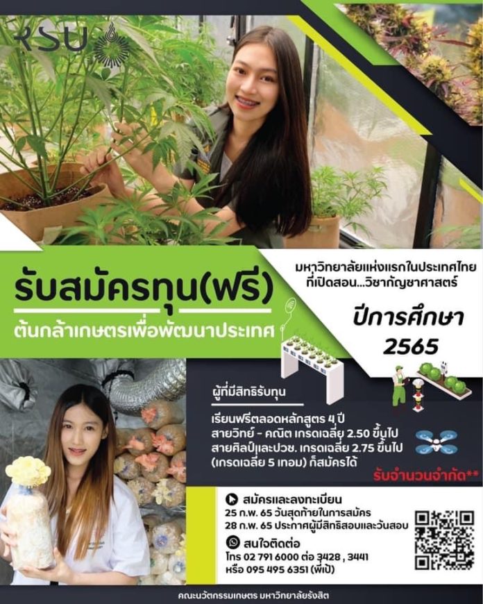 จบสายไหนก็เรียนคณะนวัตกรรมเกษตร ม.รังสิตได้ มีทุนเรียนฟรีตลอด 4 ปี