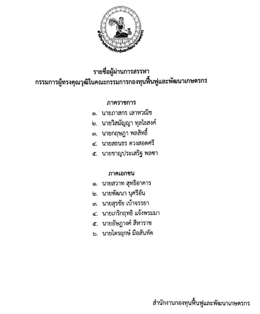 ครม.เห็นชอบแต่งตั้ง11ผู้ทรงคุณวุฒิเป็นกรรมการกฟก.พร้อมลุยงานเพื่อเกษตรกรทันที