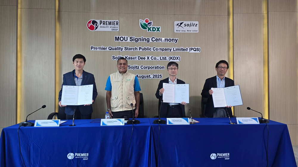 PQS จับมือ กับ KDX และบริษัทแม่ Sojitz จากญี่ปุ่น ปั้น ‘แป้งมันสำปะหลังคาร์บอนต่ำ’
พร้อมระบบตรวจสอบย้อนกลับอย่างเต็มรูปแบบ รุกตลาดโลก