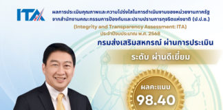 กรมส่งเสริมสหกรณ์ คว้าอันดับ 1 ผลประเมิน ITA กระทรวงเกษตรและสหกรณ์ 2 ปีซ้อนย้ำจุดยืนบริหารองค์กรด้วยหลัก ธรรมาภิบาล โปร่งใส ตรวจสอบได้