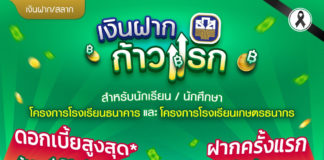 มีเงิน 9 บาทก็ฝาก ธ.ก.ส. ได้ ฝาก 9 เดือน รับดอกเบี้ยสูงสุดร้อยละ 1.59 ต่อปี ธ.ก.ส. ออก“เงินฝากก้าวแรก” ต่อยอดการออมโรงเรียนธนาคารและโรงเรียนเกษตรธนากร