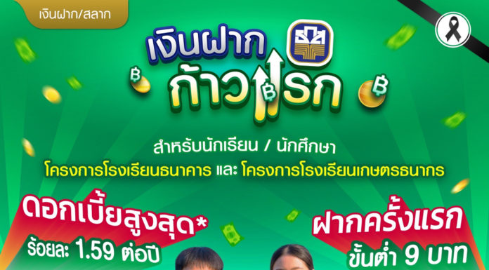 ธ.ก.ส. ออก“เงินฝากก้าวแรก” ต่อยอดการออมโรงเรียนธนาคารและโรงเรียนเกษตรธนากร