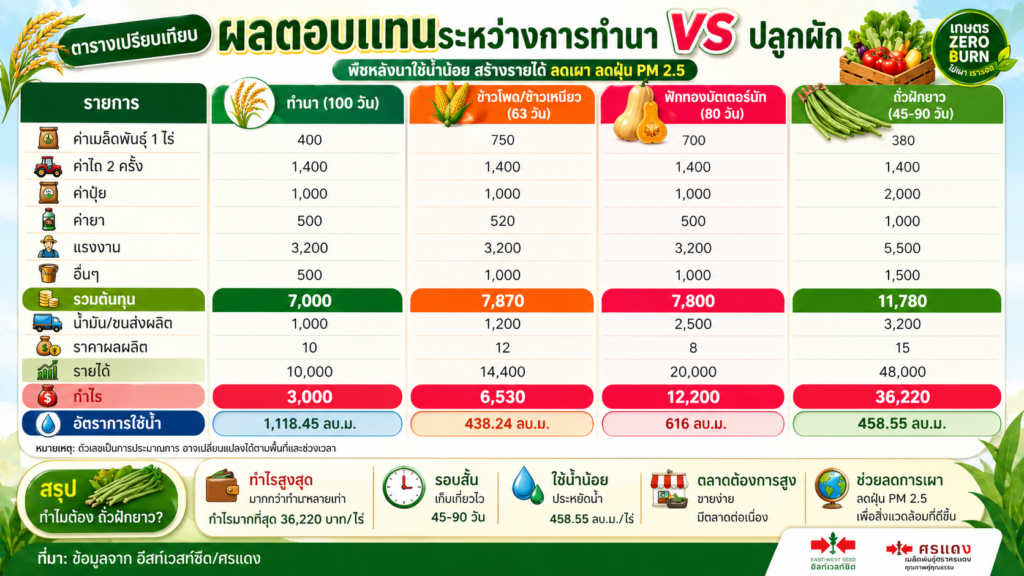 หยุดเผา-สร้างรายได้! "ศรแดง-ปตท.สผ." ผุดโมเดลเกษตร Zero Burn ปราบฝุ่นพิษด้วยพืชน้ำน้อย