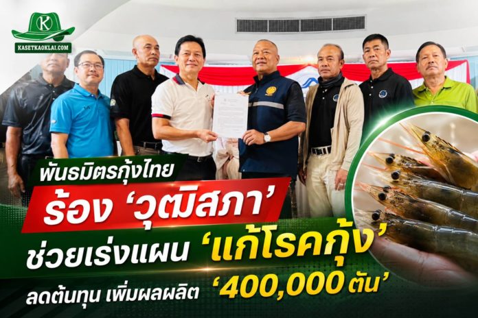 พันธมิตรผู้เลี้ยงกุ้งไทย ยื่นร้อง “วุฒิสภา” ช่วยเร่งแผนปฏิบัติการ 'แก้โรคกุ้ง-ลดต้นทุน' ดันผลผลิตคืนเป้า 4 แสนตัน พันธมิตรผู้เลี้ยงกุ้งไทย ยื่นร้อง “วุฒิสภา” ช่วยเร่งแผนปฏิบัติการ 'แก้โรคกุ้ง-ลดต้นทุน' ดันผลผลิตคืนเป้า 4 แสนตัน