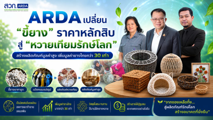 ARDA เปลี่ยน “ขี้ยาง” ราคาหลักสิบ สู่ “หวายเทียมรักษ์โลก” ปั้นสินค้านวัตกรรมสร้างมูลค่าเพิ่มยางพาราไทยกว่า 30 เท่า