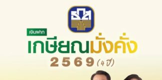 ธ.ก.ส. เปิดตัวเงินฝากเกษียณมั่งคั่ง 2569 (4 ปี) รับดอกเบี้ยขั้นบันไดสูงสุด 1.55% ต่อปี เฉลี่ย 1.40% ต่อปี จ่ายดอกเบี้ยทุกเดือน ปลอดภาษี